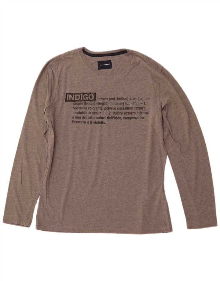 GAS Top gráfico para hombre de manga larga de algodón gris grande