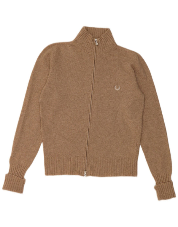 Fred Perry Suéter Cárdigan Para Mujer UK 44 Grande Lana Merino Beige