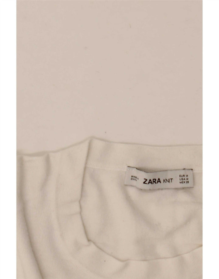 Zara - Jersey de cuello redondo para mujer, talla 40, talla M, color blanco
