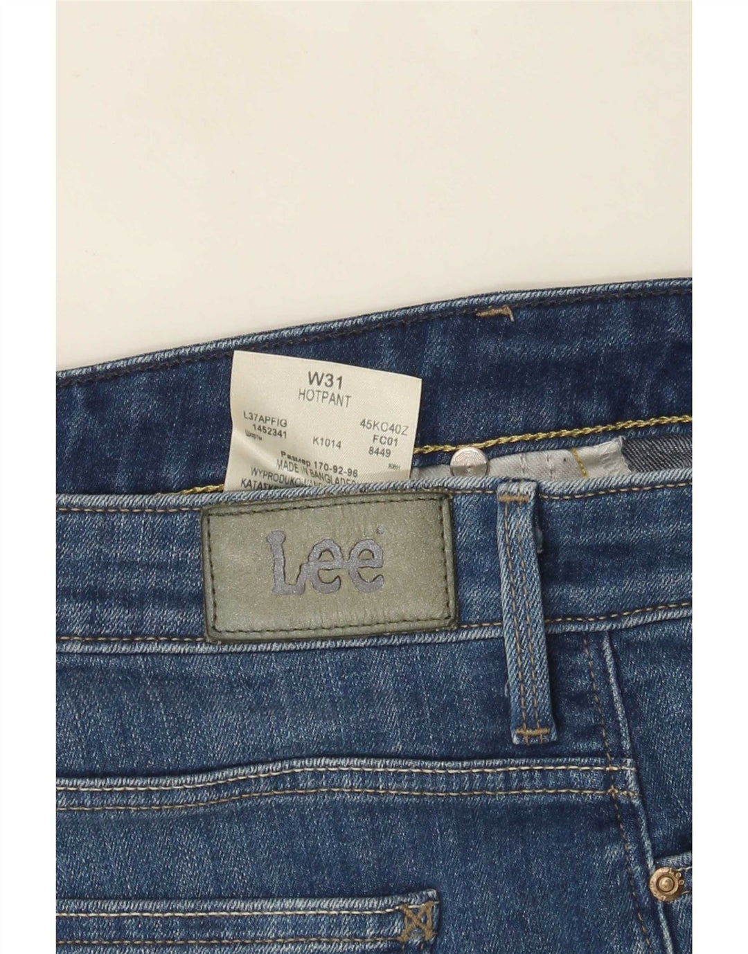 Pantalones Cortos De Mezclilla Lee Mujer W31 Algodón Azul Medio