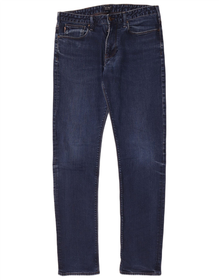 Armani Hombre Vaqueros Slim W32 L32 Algodón Azul Marino