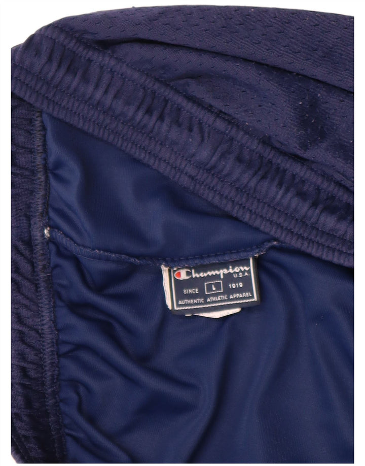Champion Pantalones cortos deportivos para hombre, tamaño grande, poliéster azul marino
