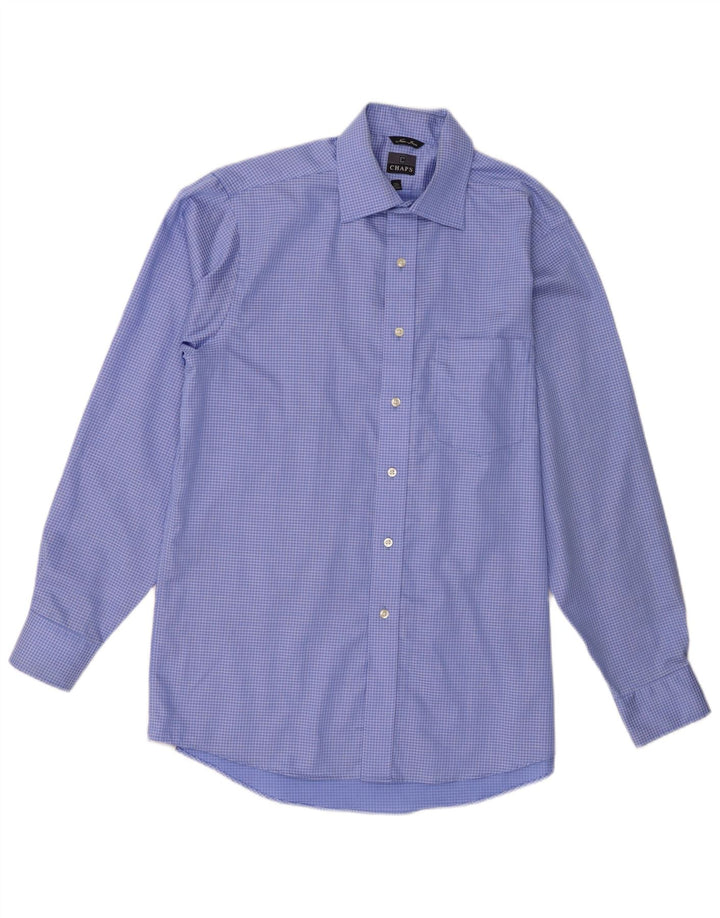 Chaps Camisa para hombre talla 15 1/2 algodón a cuadros azul mediano