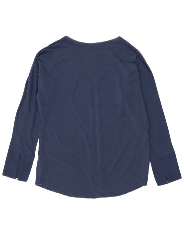 Massimo Dutti Top Mujer Manga Larga UK 46 Large Azul Marino Poliéster