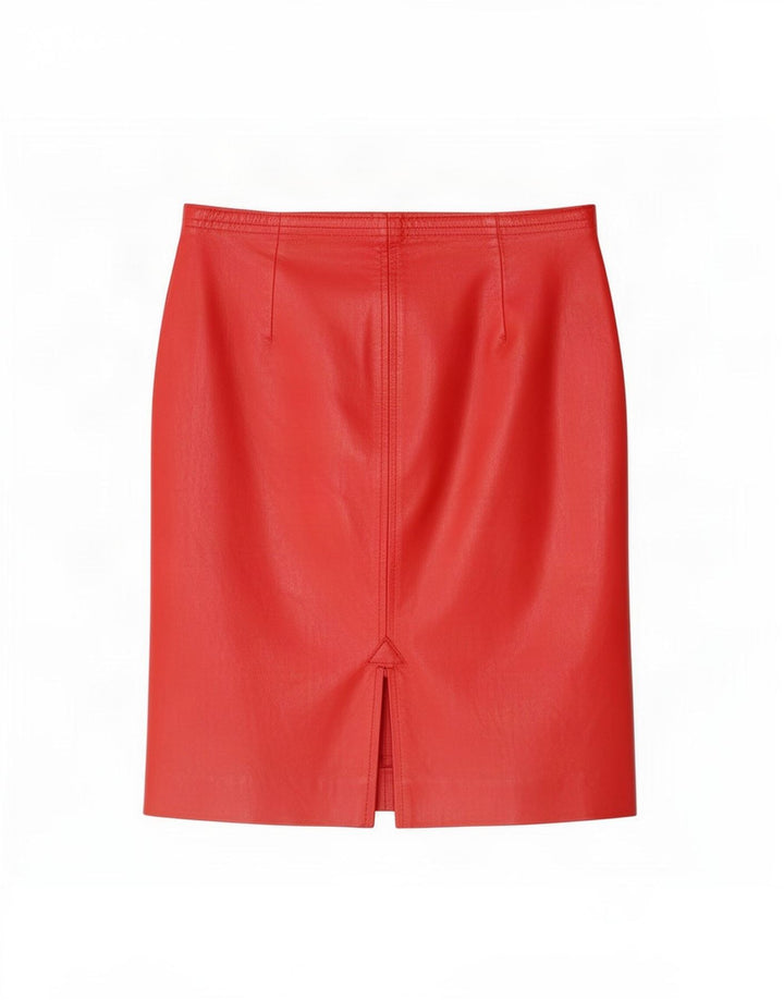 Falda de cuero vintage para mujer grande W32 rojo