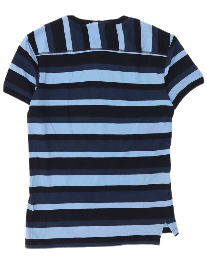 Sisley Hombre Camiseta Top Small De Algodón A Rayas Azul