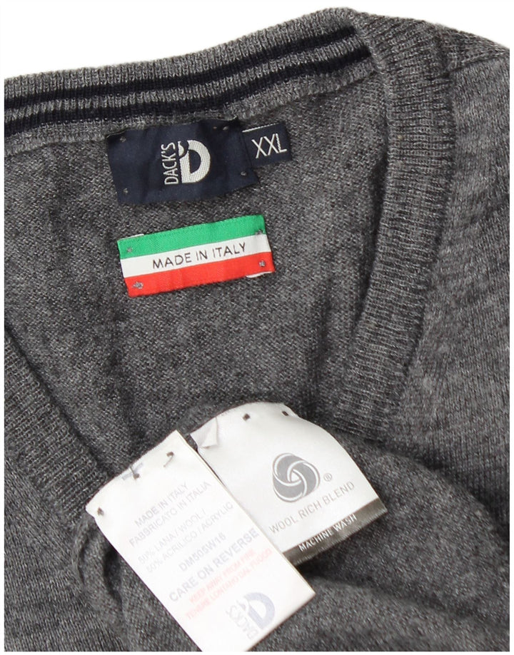 Dack's Suéter tipo jersey con cuello en V para hombre 2XL Lana gris