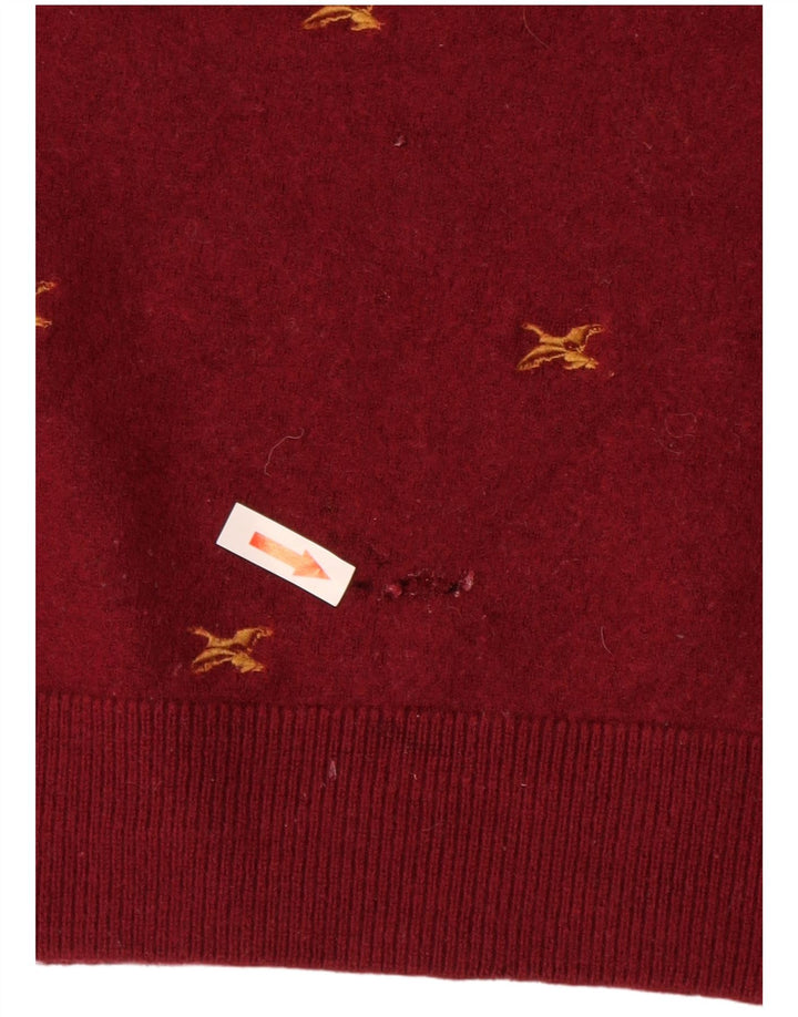Carhartt Suéter tipo jersey con cuello redondo y estampado abstracto para mujer, talla 44, color rojo