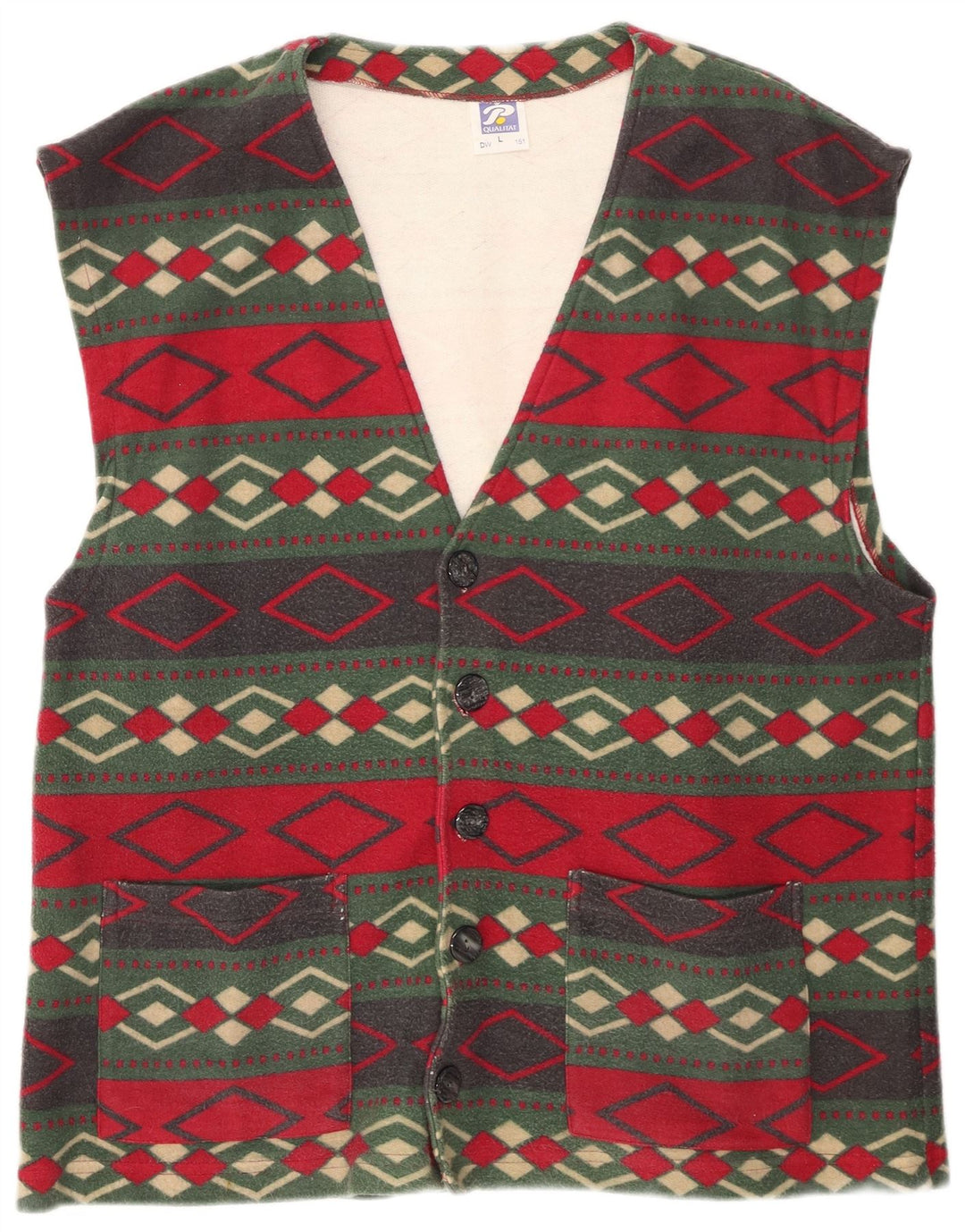 Chaleco vintage para hombre grande algodón geométrico multicolor