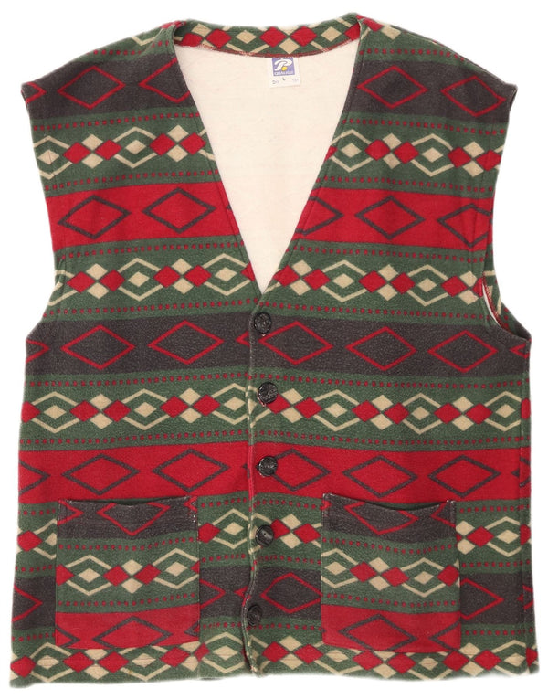 Chaleco vintage para hombre grande algodón geométrico multicolor