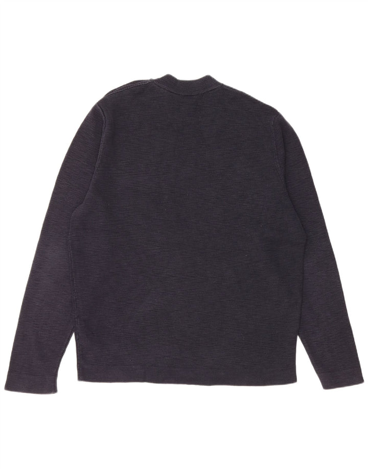 COS - Jersey de cuello redondo para hombre, talla grande, algodón azul marino