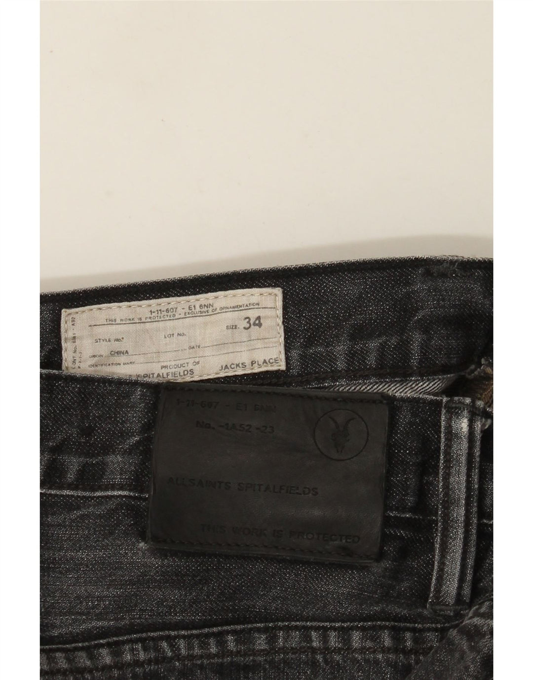 Vaqueros ajustados para hombre All Saints W34 L27 Algodón negro