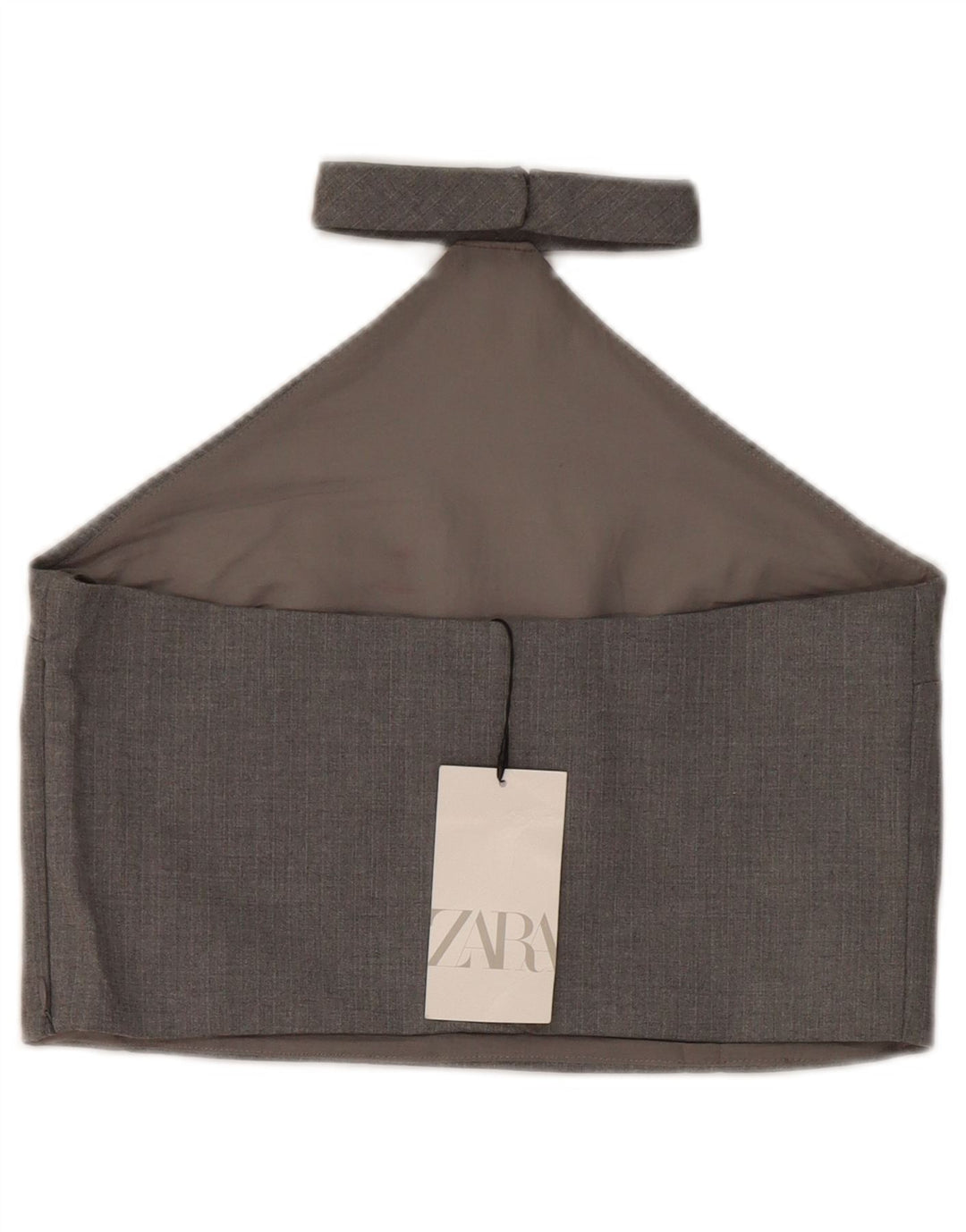 Zara Mujer Crop Halter Top UK 8 Small Gris Poliéster