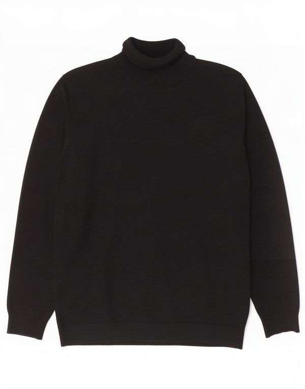 Marks & Spencer Jersey con cuello vuelto para hombre, talla grande, algodón negro