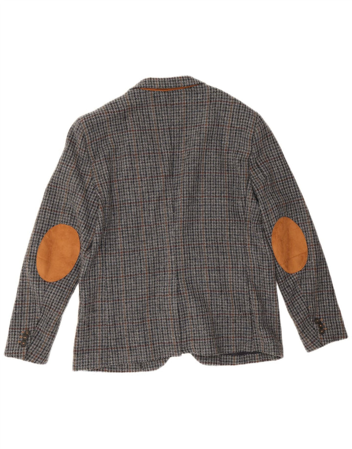 Zara Chaqueta tipo blazer de 2 botones para hombre EU 56 XL Poliéster de pata de gallo gris