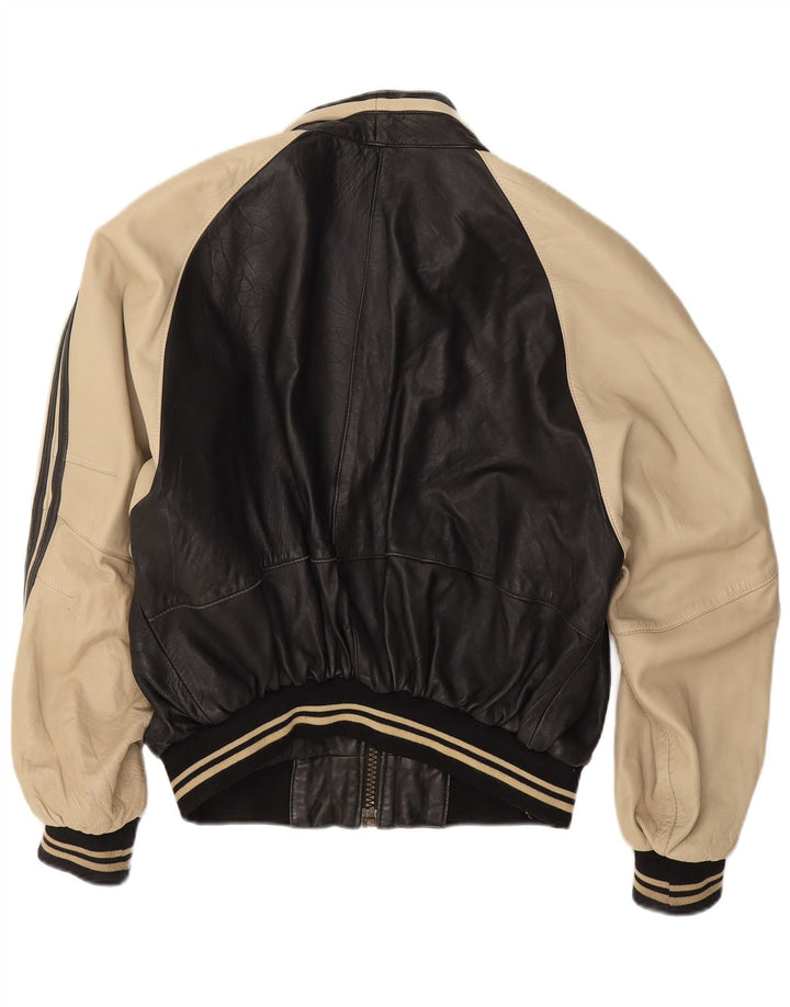 Chaqueta de cuero vintage para hombre Reino Unido 38 Piel de cordero color negro medio