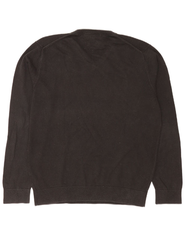 Tommy Hilfiger Jersey con cuello en V para hombre, talla grande, algodón negro