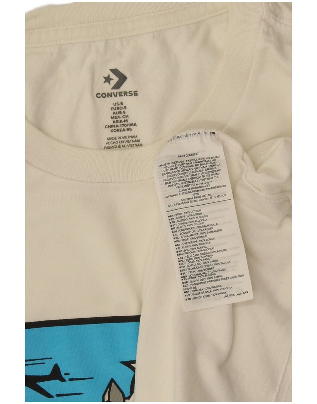 Converse - Camiseta gráfica para hombre, talla pequeña, algodón blanco