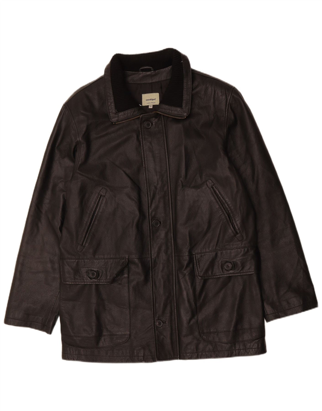 CONBIPEL Mens Leather Jacket IT 50 Large Black Leather