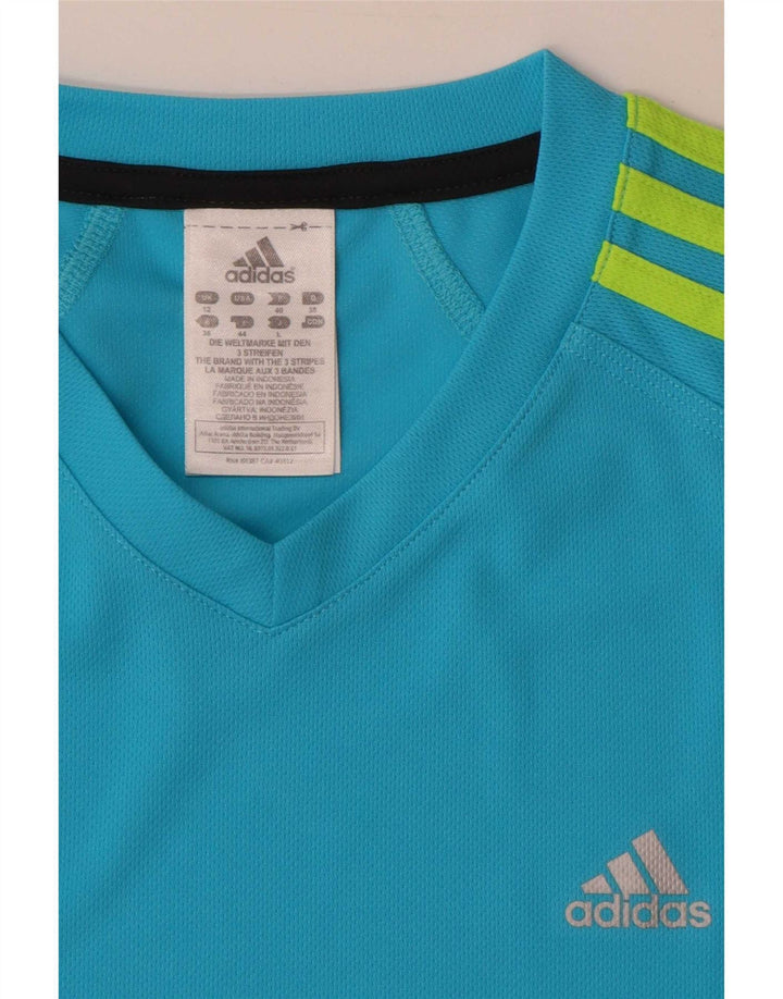 Adidas - Camiseta para mujer (talla 40), color azul medio, poliéster