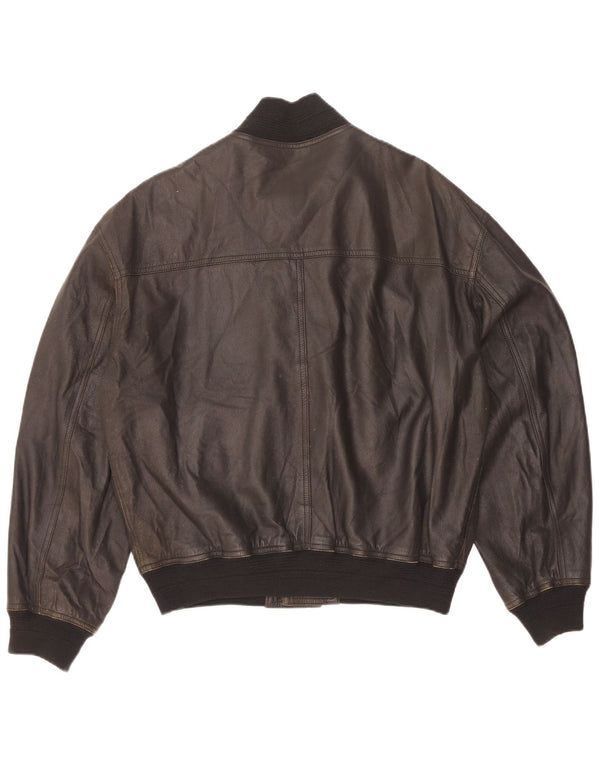 Vintage hombres bombardero chaqueta de cuero IT 46 pequeño cuero negro