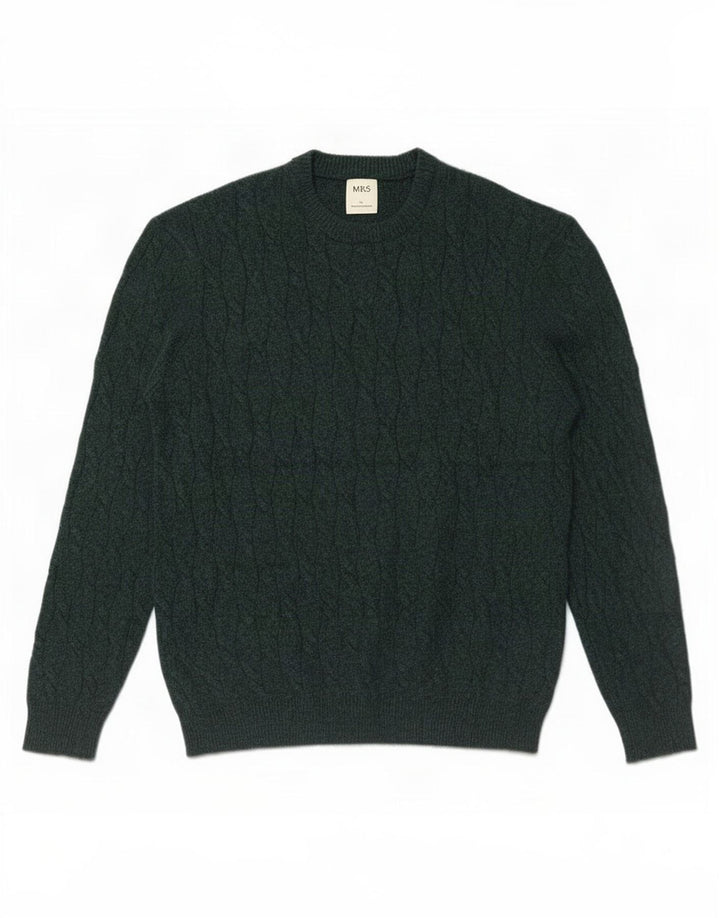 Marks & Spencer - Jersey de cuello redondo para hombre, talla grande, poliamida verde