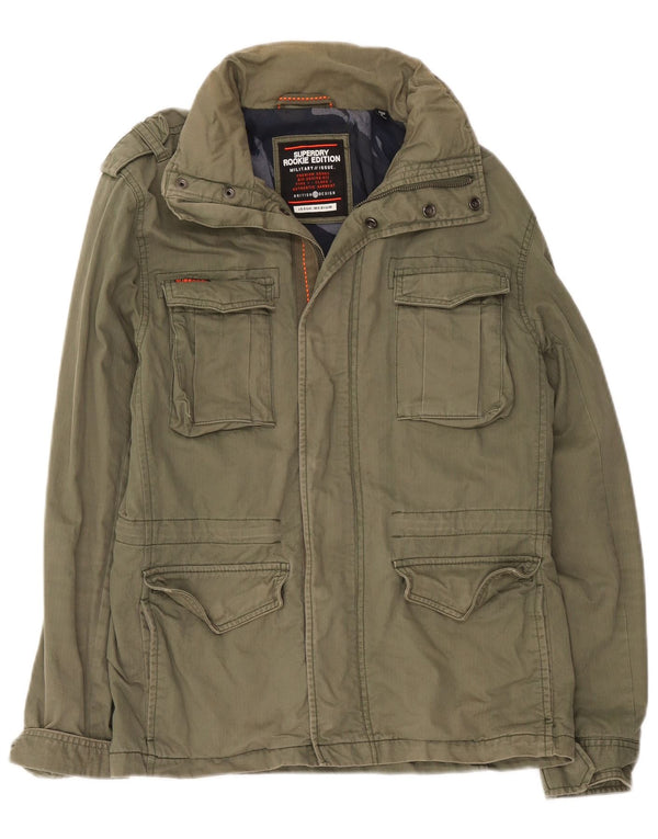 Superdry Chaqueta militar con capucha para hombre Reino Unido 38 Algodón caqui mediano