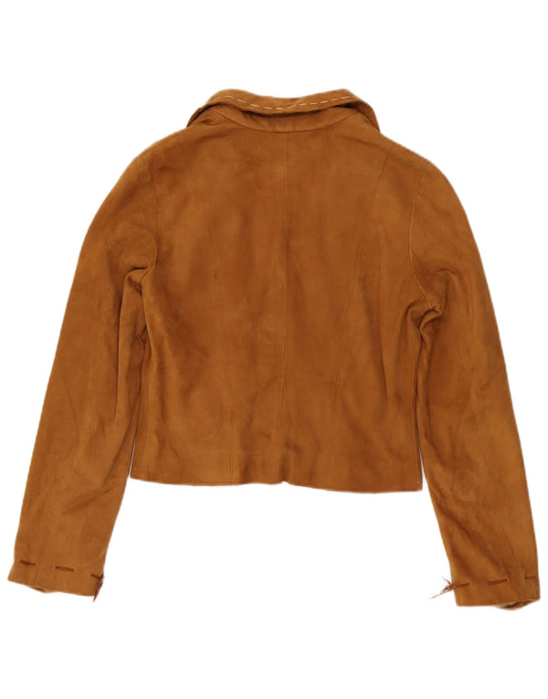 Lavorazione Artigiana Chaqueta corta de ante para mujer UK 10 Small Brown