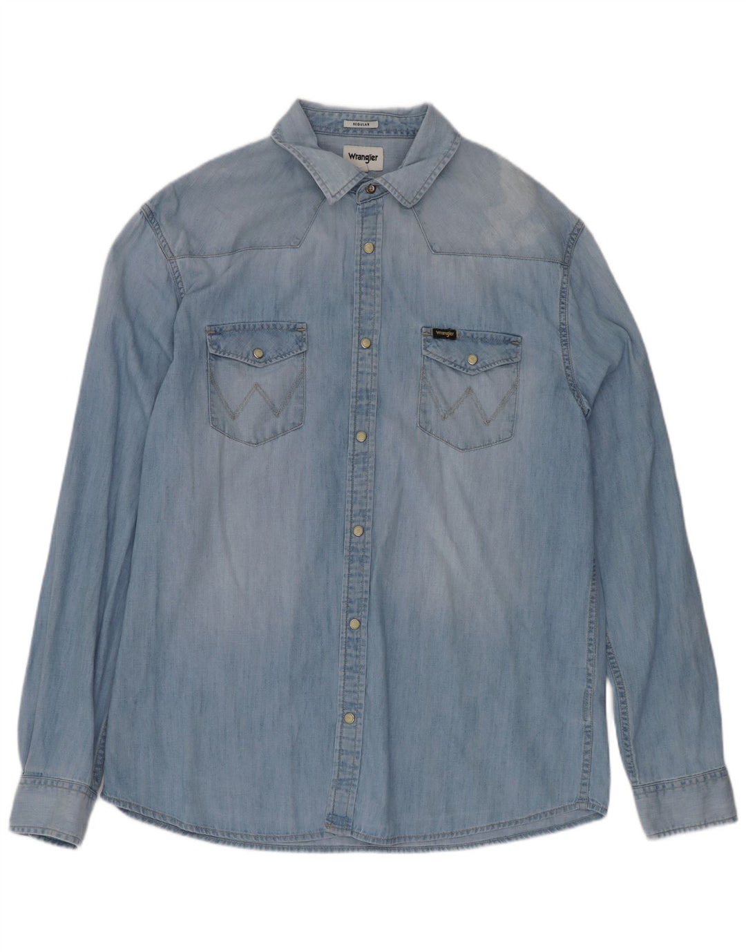 Wrangler Camisa Vaquera Regular Fit Para Hombre Algodón Azul Grande