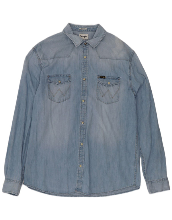 Wrangler Camisa Vaquera Regular Fit Para Hombre Algodón Azul Grande