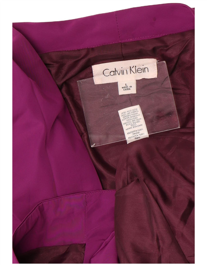 Calvin Klein Chaqueta Bomber de Manga 3/4 para Mujer UK 46 Poliéster Morado Grande