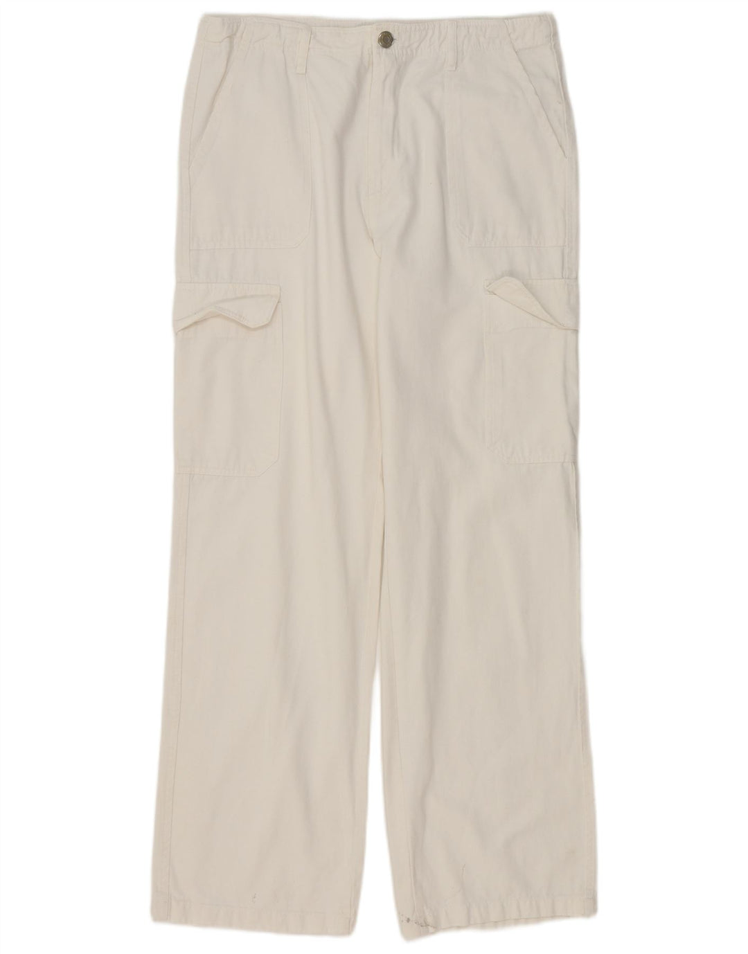 Zara Mujer Pantalón Cargo Recto EU 42 Large W32 L32 Blanco