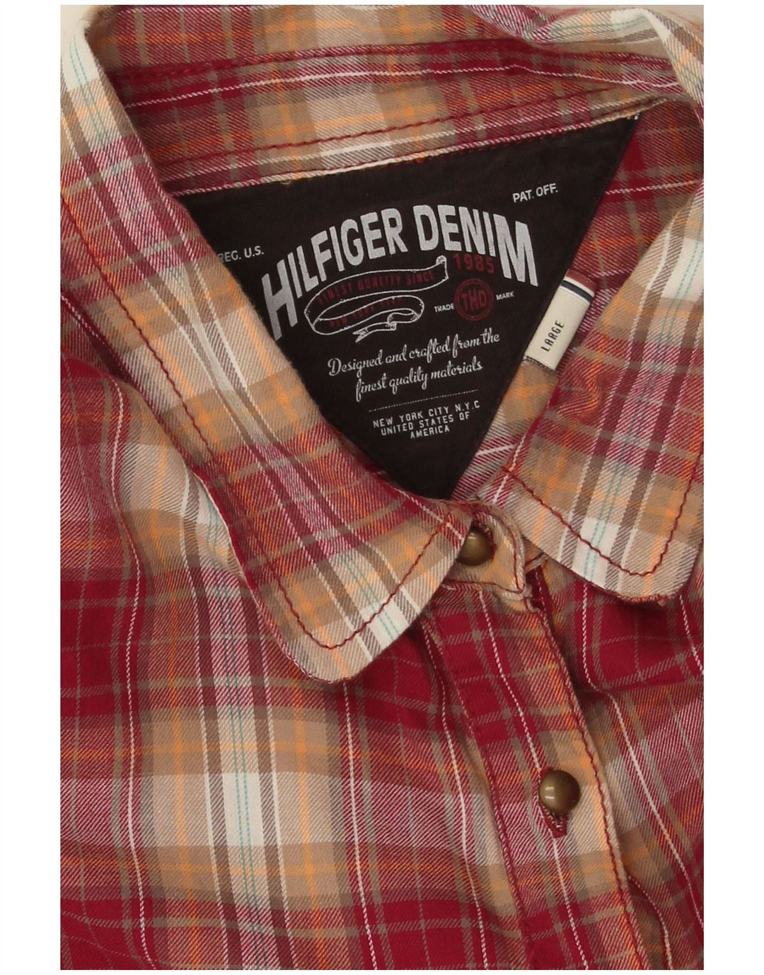 Tommy Hilfiger Camisa de franela tipo jersey para mujer UK 46 Algodón a cuadros rojos grandes