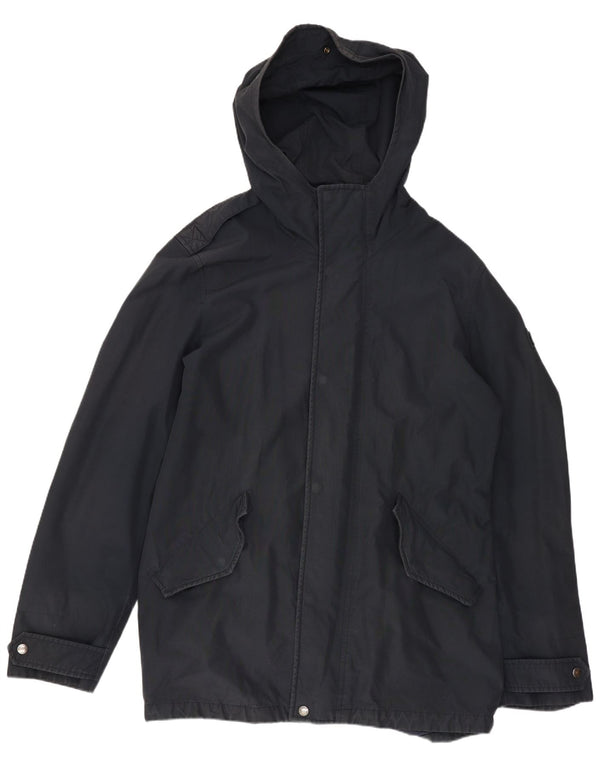 WOOLRICH Parka con capucha para hombre UK 40 Large Algodón azul marino