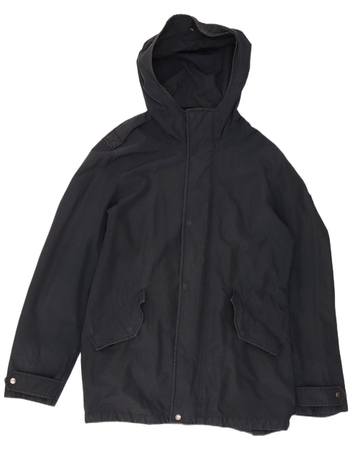 WOOLRICH Parka con capucha para hombre UK 40 Large Algodón azul marino