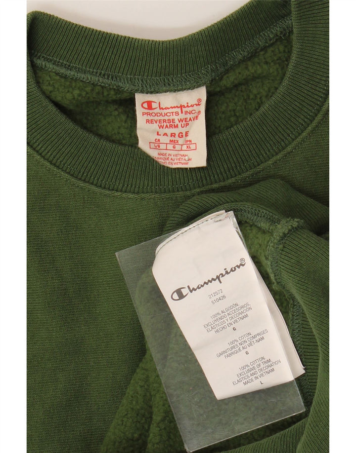 CHAMPION Sudadera de tejido inverso para hombre, jersey de algodón verde grande