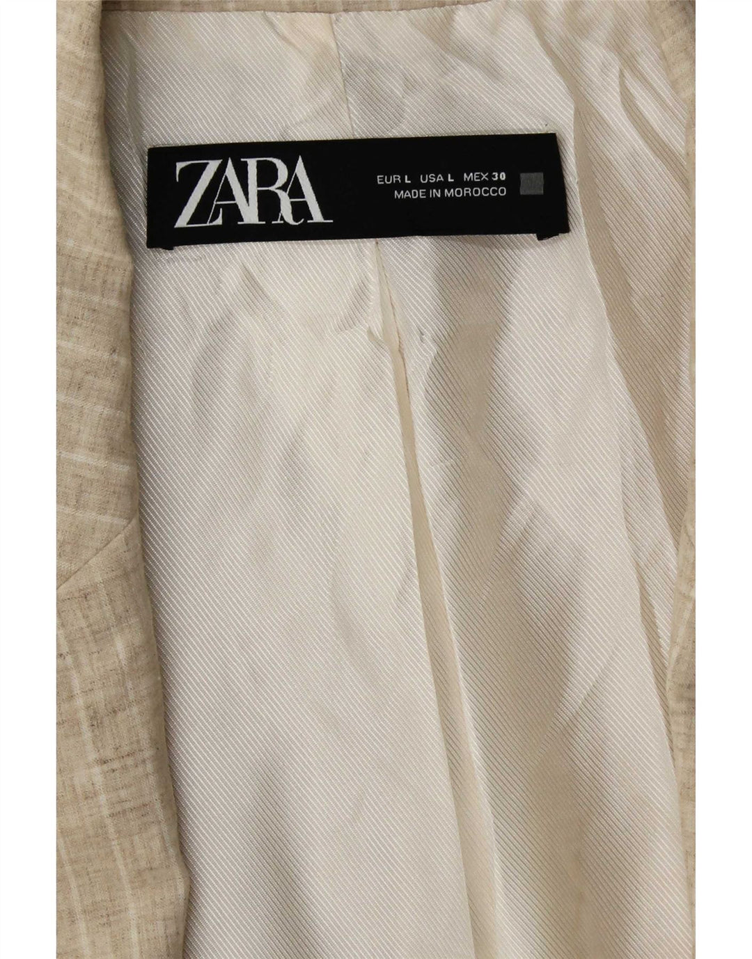 Zara Chaqueta Americana Abierta para Mujer UK 46 Grande Beige Rayas