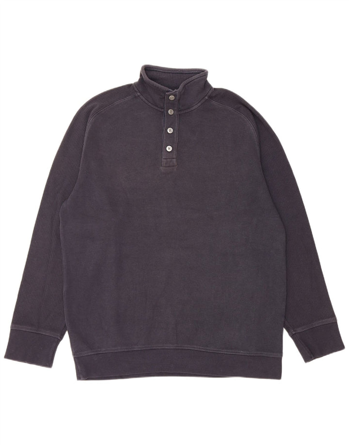 Marks & Spencer Suéter tipo jersey con cuello y botones para hombre Azul marino mediano