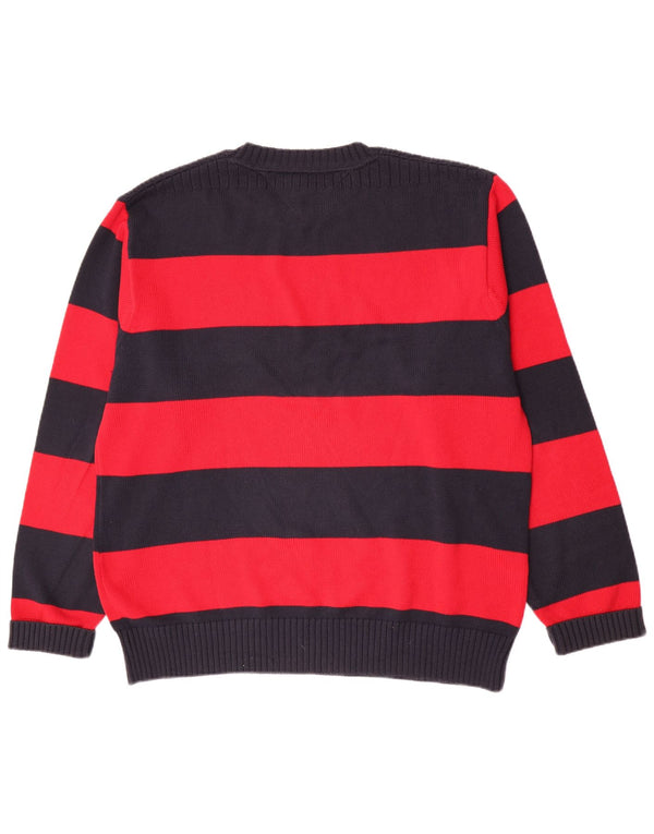 Tommy Hilfiger Jersey de cuello redondo para hombre, talla 2XL, algodón a rayas rojas