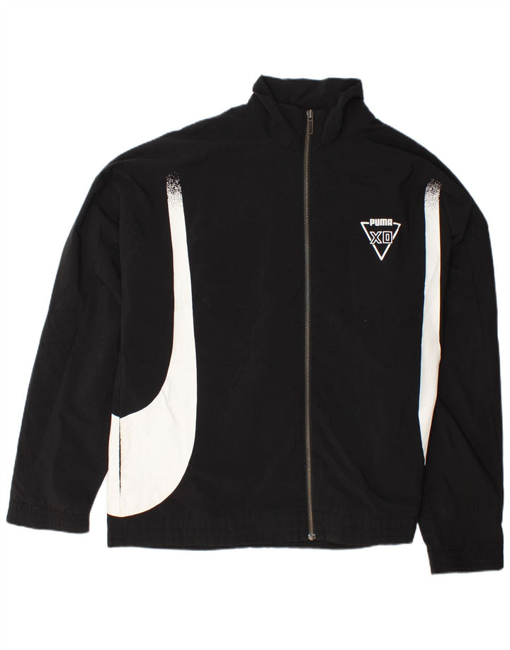 PUMA Mens Graphic Tracksuit Top Jacket Large Black Colourblock