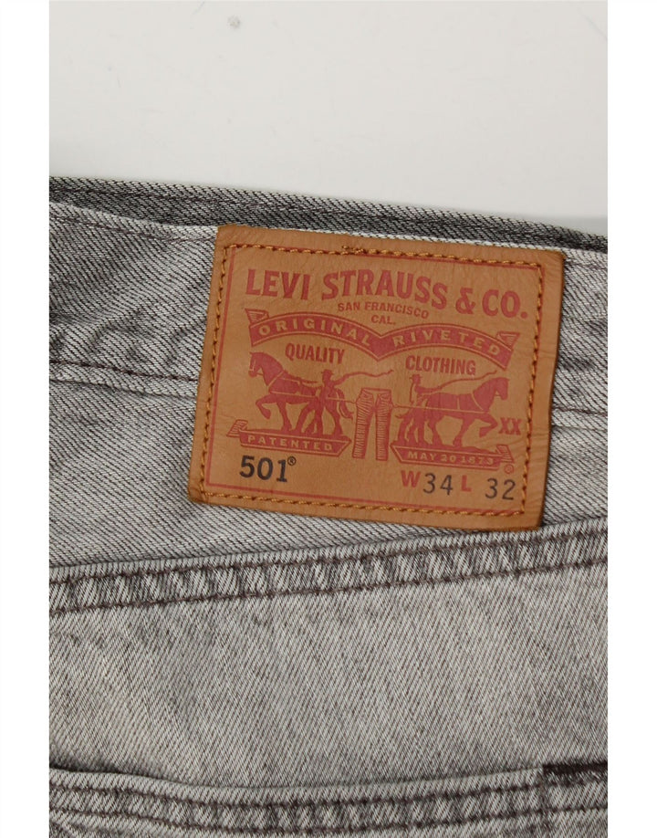 LEVI'S Jeans rectos 501 para hombre W34 L30 Algodón gris