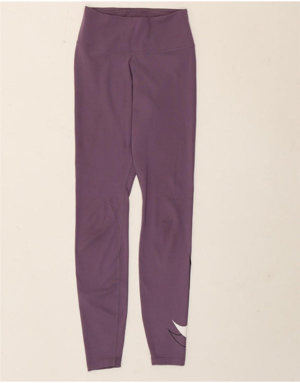 Nike Leggings gráficos Dri Fit para mujer UK 4 XS Púrpura Poliéster