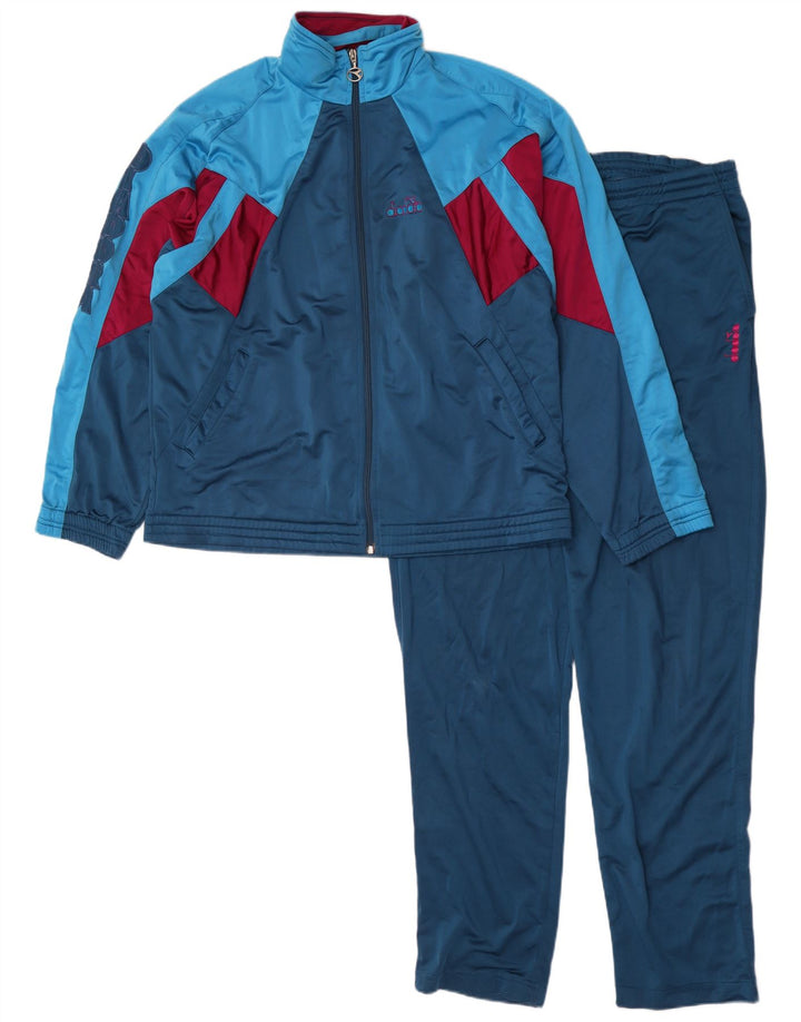 Diadora Chándal completo gráfico para hombre ES 42 Grande Azul Colorblock Poliéster