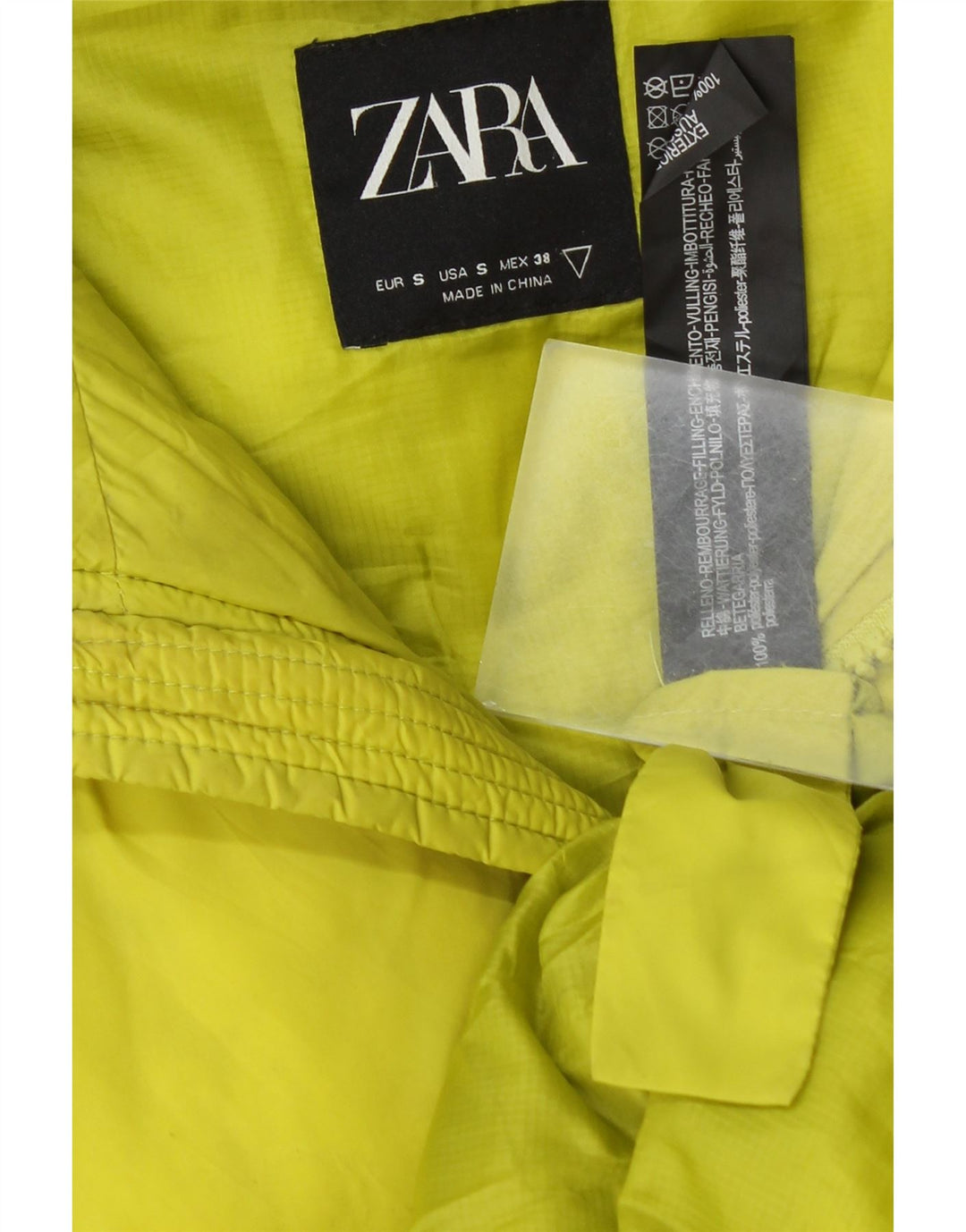 Zara Chaqueta acolchada holgada para hombre UK 36 Small Poliéster amarillo