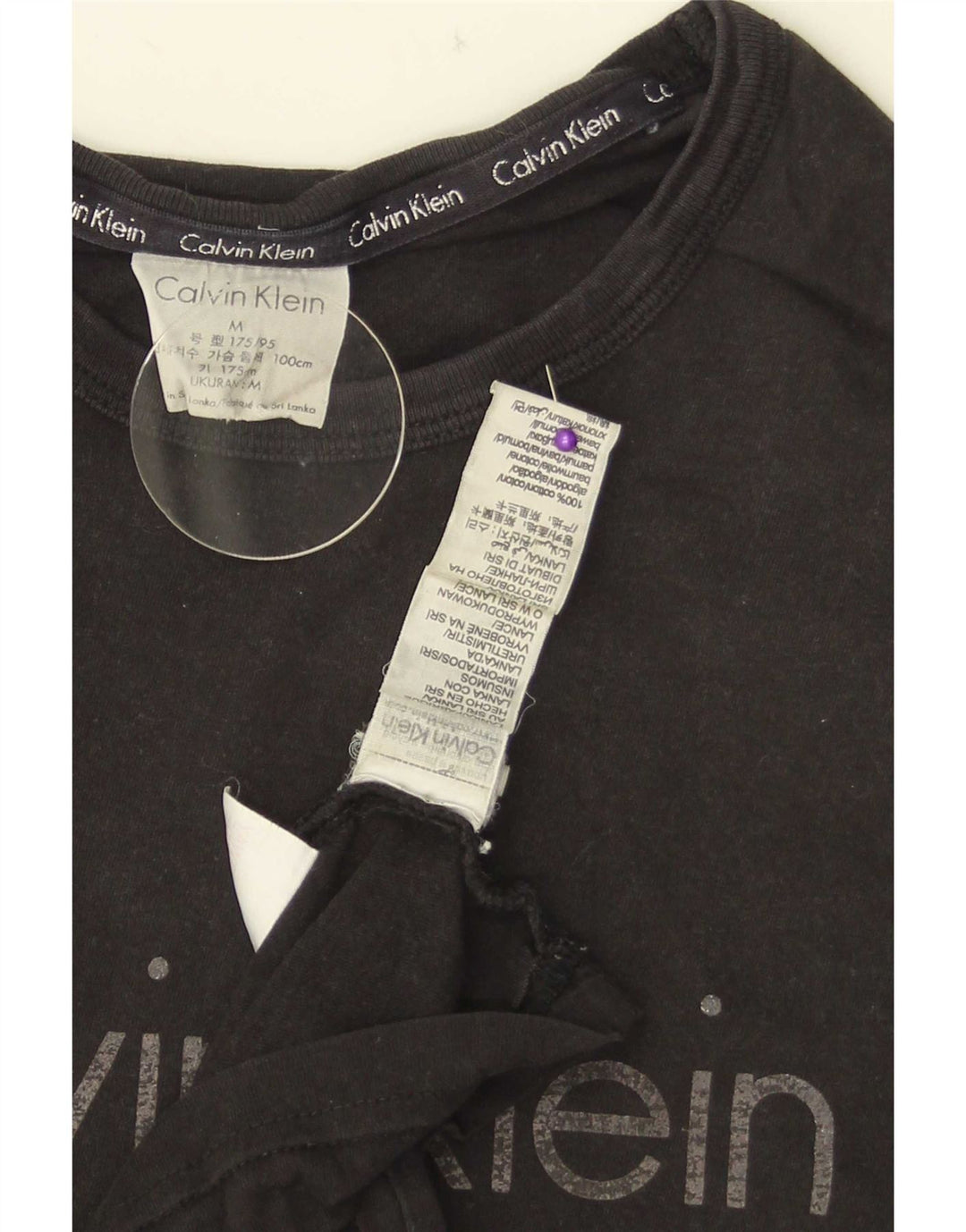 Calvin Klein Camiseta gráfica para hombre Top mediano de algodón negro
