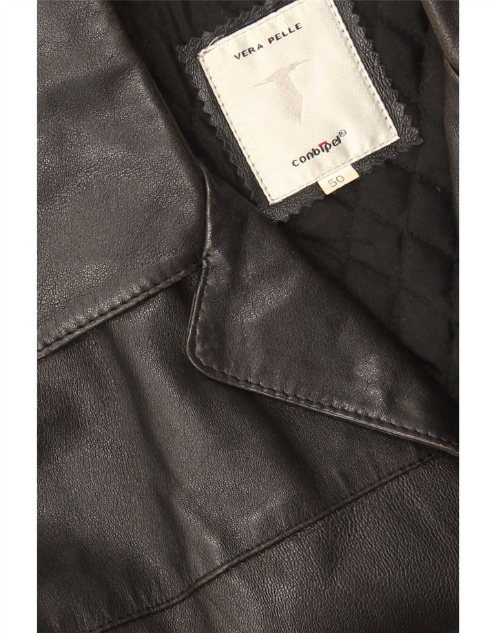 Conbipel Chaqueta tipo blazer de cuero con 4 botones para hombre IT 50 Large Black