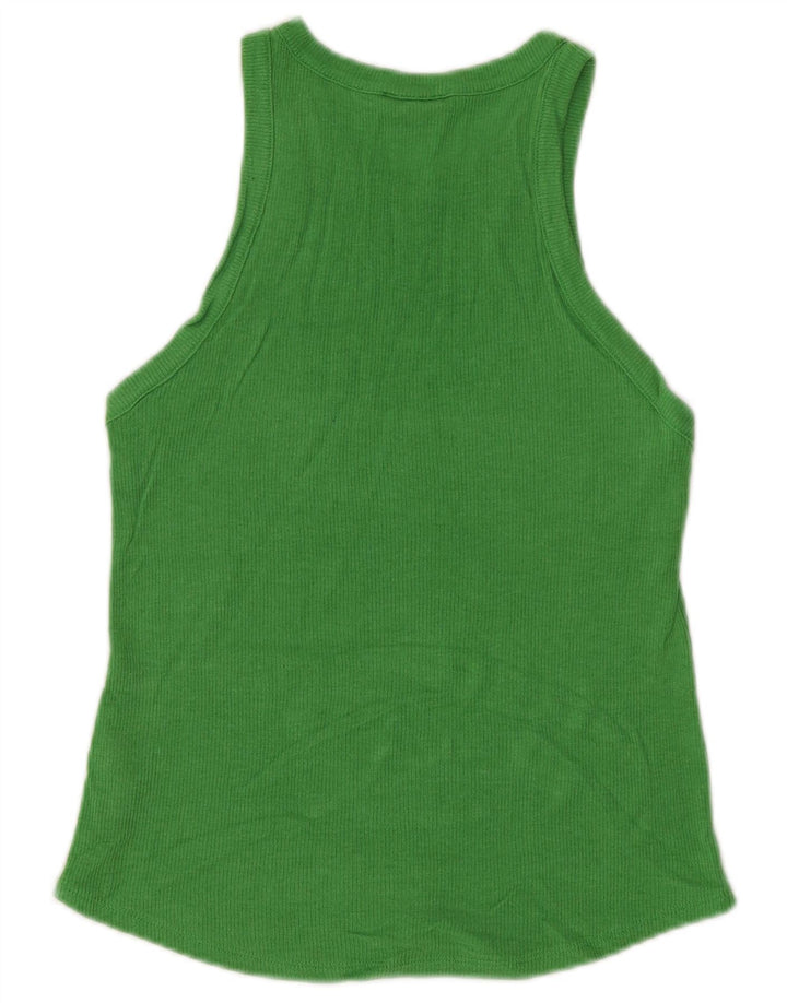 Massimo Dutti Camiseta Sin Mangas Mujer UK 42 Lyocell Verde Medio