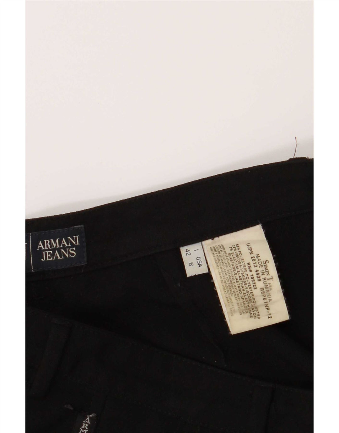 Armani Pantalones casuales con corte de bota para mujer UK 12 Medium W28 L30 Poliéster negro