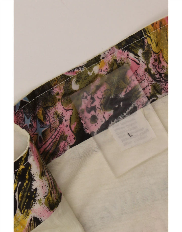 VINTAGE Mujer Gráfico Chándal Top Chaqueta Reino Unido 16 Grande Off White