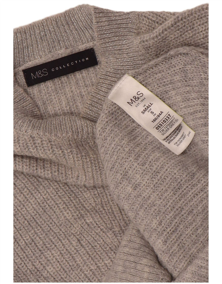 Marks & Spencer Jersey extragrande con cuello redondo para mujer, talla S, color gris